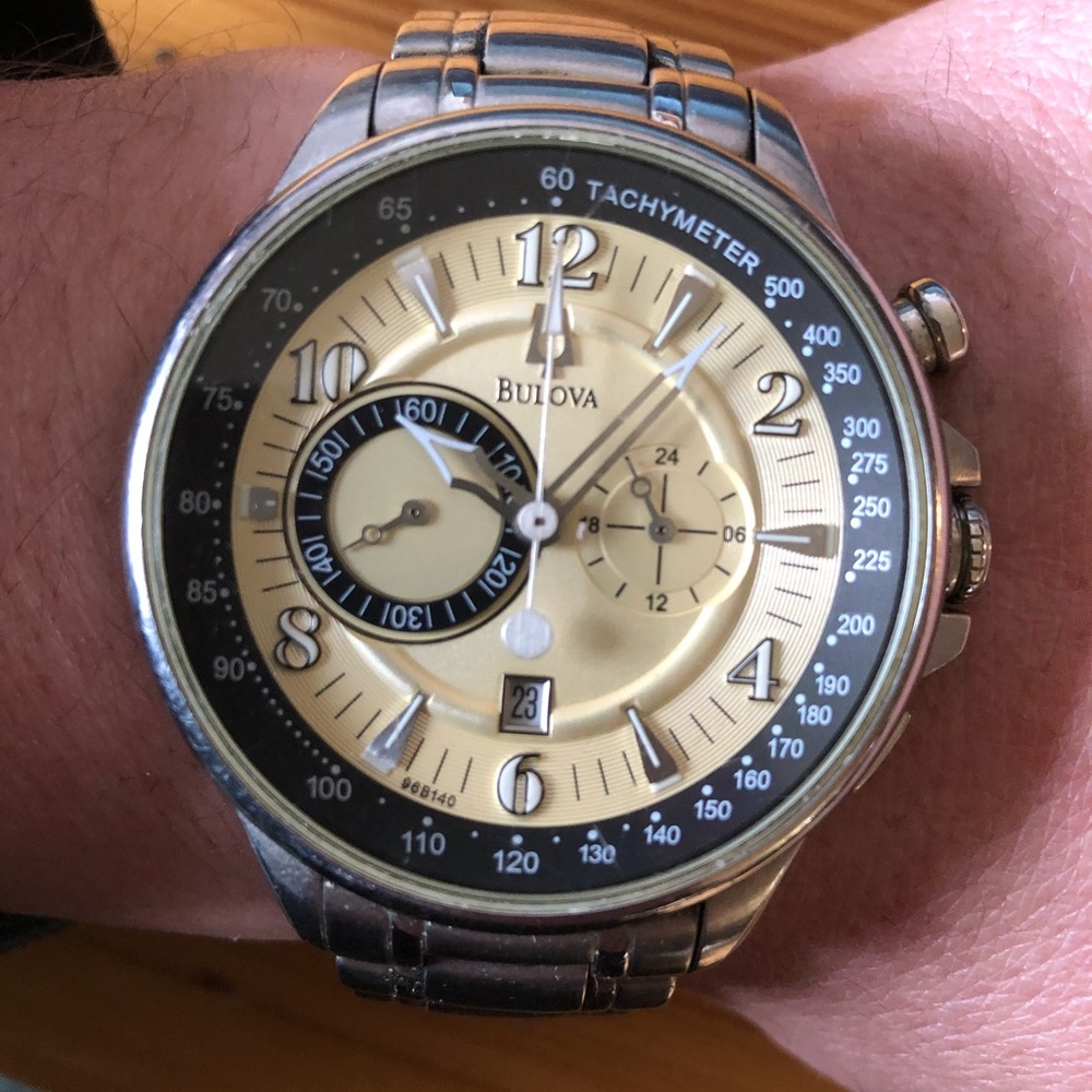 BULOVA Men’s Gold Face Watch “Tachymeter”